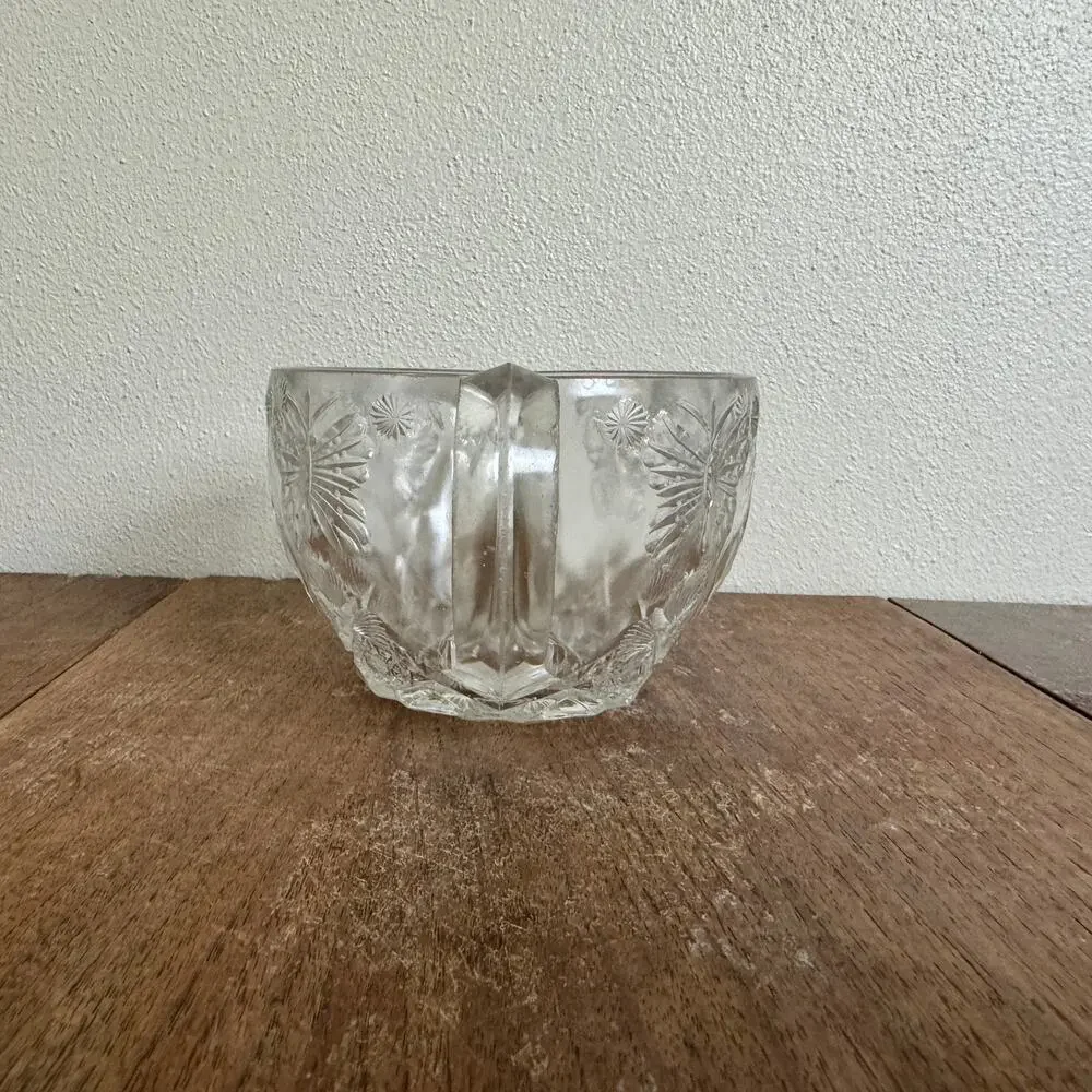 Indiana Glass Pressed Clear Glass‎ Butterfly Design Open Sugar Bowl